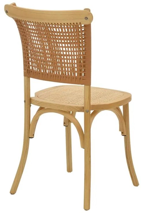 Καρέκλα Karley φυσικό ξύλο οξιάς-έδρα φυσικό rattan 48x52x89εκ