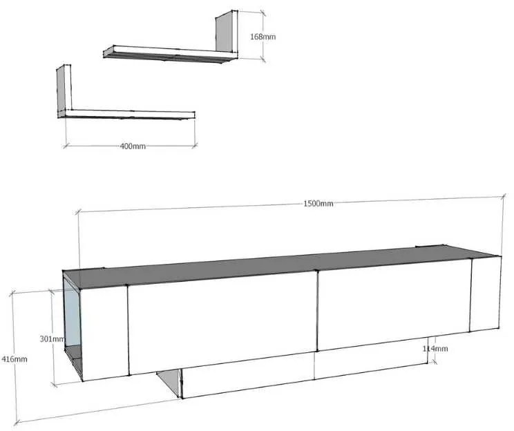 Έπιπλο τηλεόρασης Matera Megapap χρώμα λευκό 150x31,5x41,6εκ.