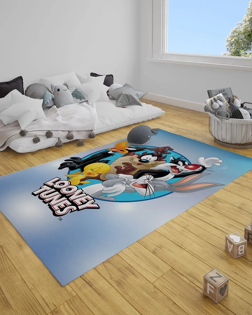 Παιδικό Χαλί Looney Tunes Warner Bros σε 2 Διαστάσεις 55x85cm Σιέλ