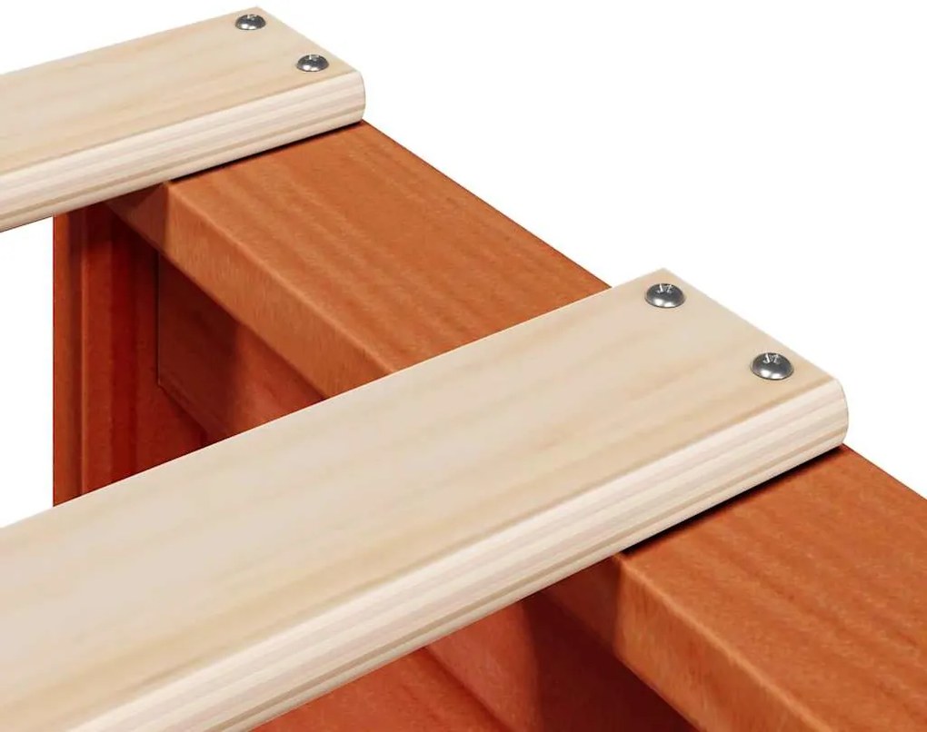 Κρεβάτι Βιβλιοθήκη Χωρίς Στρώμα 120x190 εκ Μασίφ Ξύλο Πεύκου - Καφέ