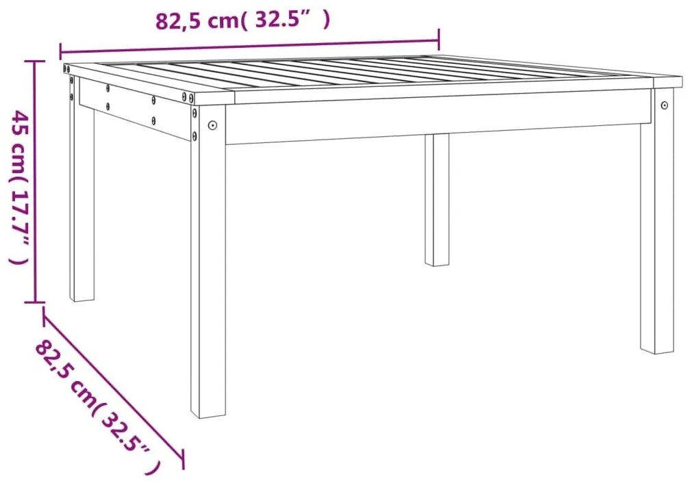 Τραπέζι Κήπου Μελί 82,5x82,5x45 εκ. από Μασίφ Ξύλο Πεύκου - Καφέ