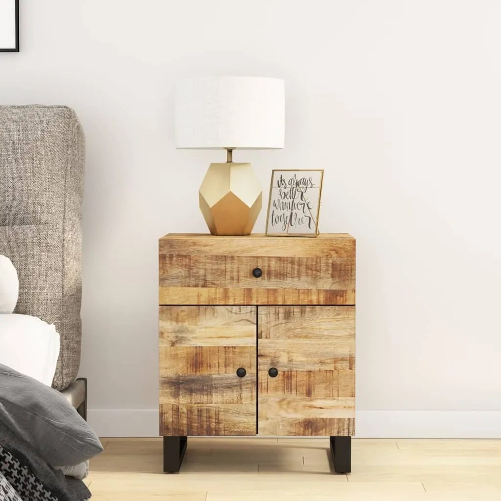 vidaXL Κομοδίνο 50x33x60 εκ. Μασίφ Ξύλο Μάνγκο &amp; Επεξεργασμένο Ξύλο