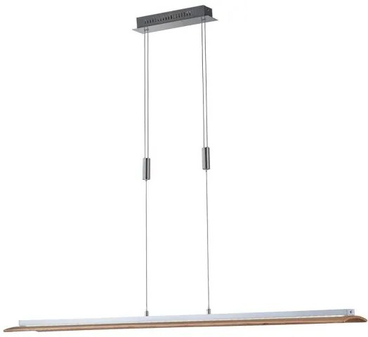 Κρεμαστό Φωτιστικό Οροφής LED 29W SHINE-WOOD 2700/3350/4000K 125x22 Fischer Honsel-61078-Νίκελ Ματ 61078