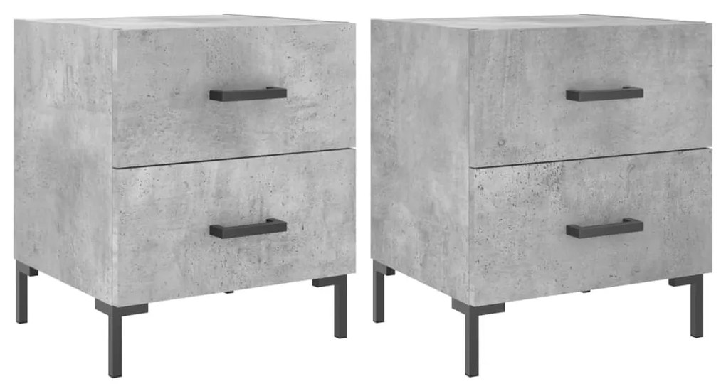 vidaXL Κομοδίνα 2 τεμ. Γκρι Σκυροδεμ. 40 x 35 x 47,5 εκ. Επεξεργ. Ξύλο