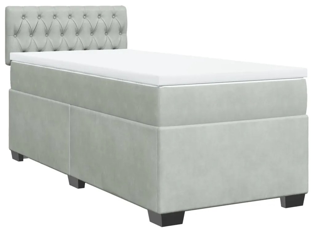 vidaXL Κρεβάτι Boxspring με Στρώμα Ανοιχτό Γκρι 80x200 εκ. Βελούδινο