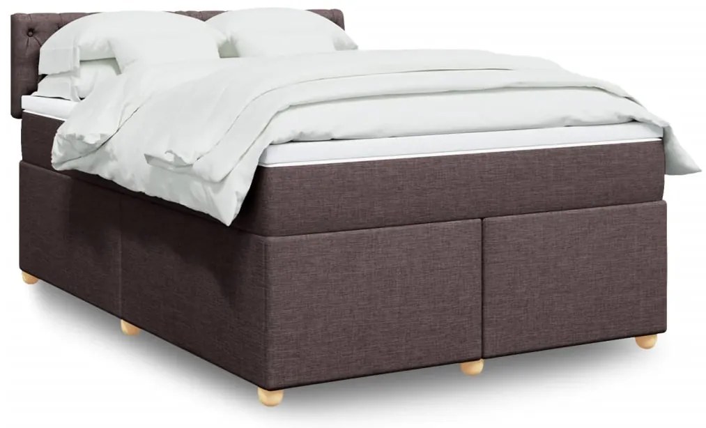 vidaXL Κρεβάτι Boxspring με Στρώμα Σκούρο Καφέ 160x200 εκ Υφασμάτινο
