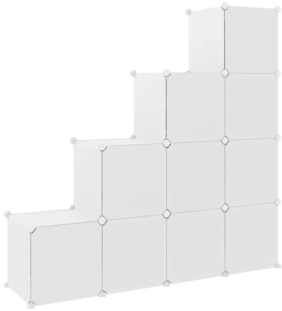 vidaXL Παιδικό Ντουλάπι Αποθήκευσης με 10 Κύβους Λευκό από Πολυπροπυλένιο