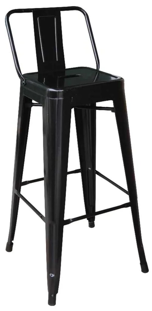RELIX Σκαμπό BAR με Πλάτη, Μέταλλο Βαφή Μαύρο 44x44x76/96cm