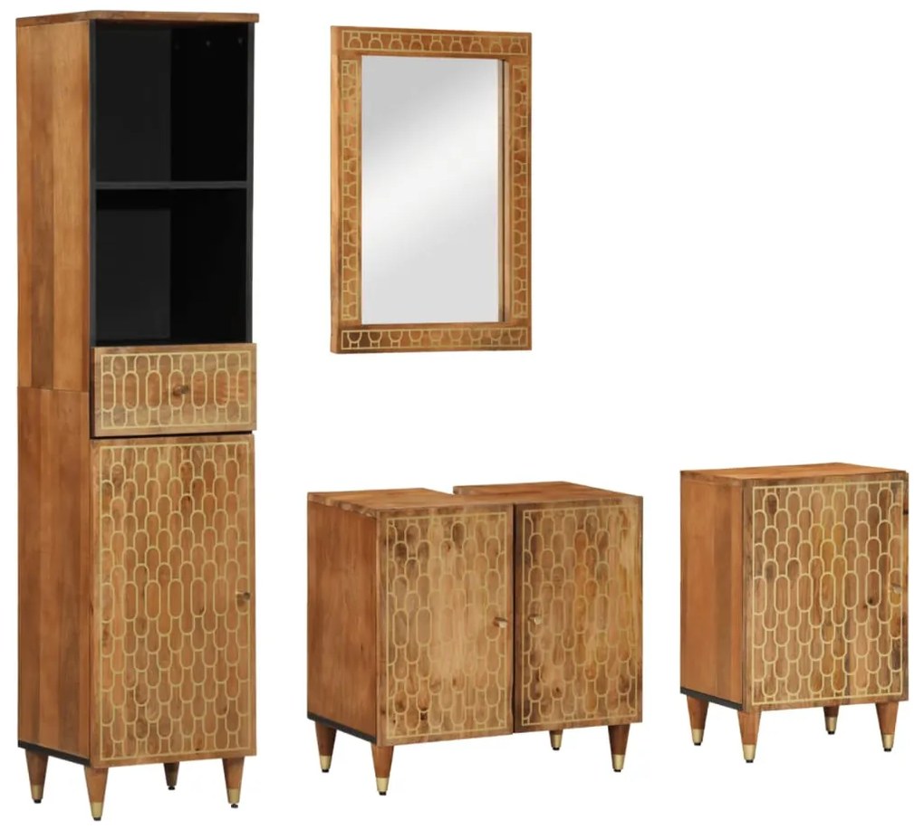 vidaXL Έπιπλα Μπάνιου Σετ 4 Τεμαχίων από Μασίφ Ξύλο Μάνγκο