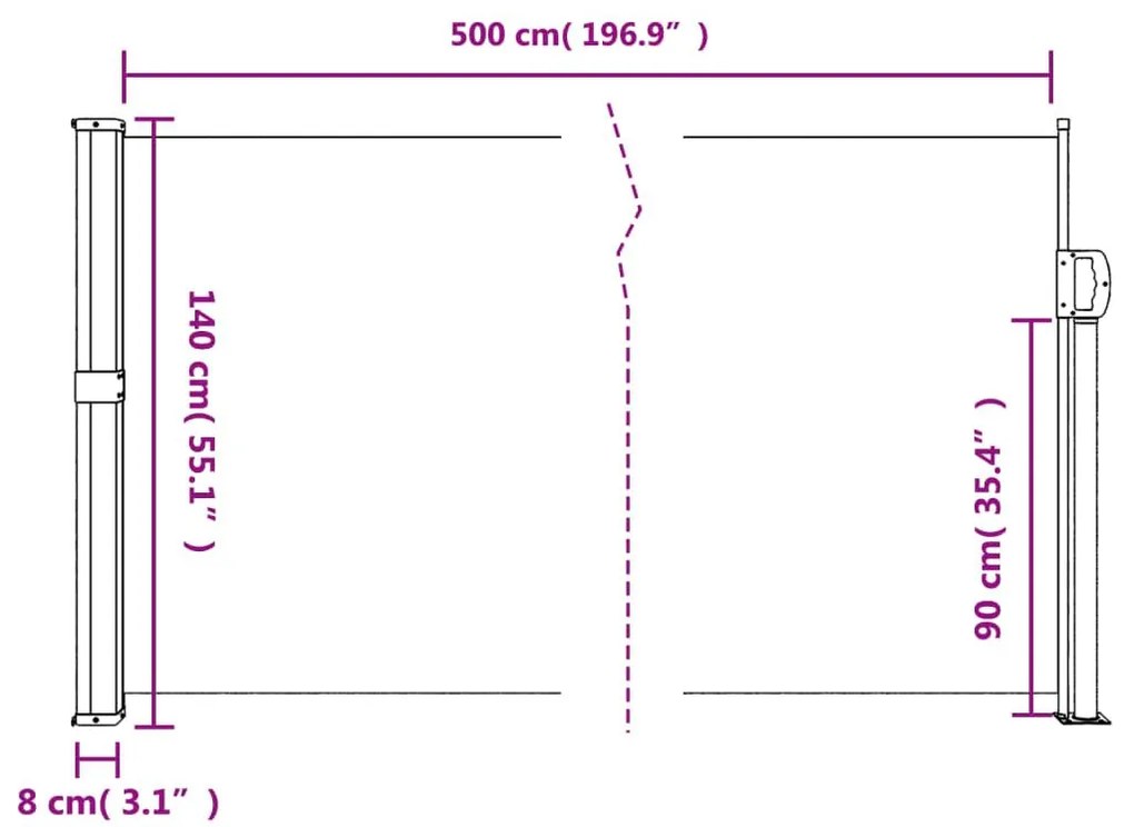 Σκίαστρο Πλαϊνό Συρόμενο Κρεμ 140 x 500 εκ. - Κρεμ