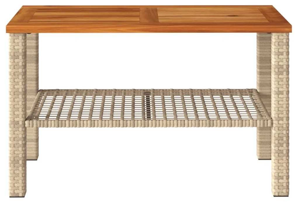 vidaXL Τραπέζι Κήπου Μπεζ 70x38x42 εκ. Συνθετικό Ρατάν & Ξύλο Ακακίας