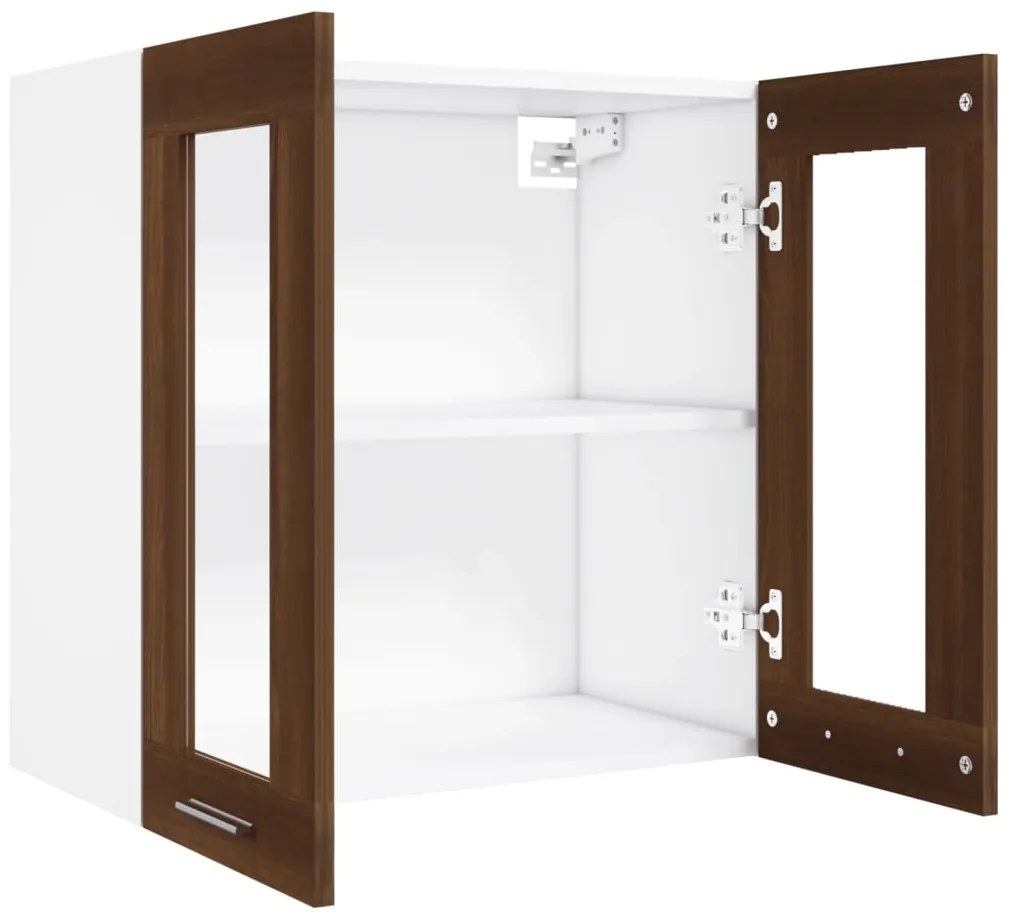 vidaXL Κρεμαστό Ντουλάπι Lyon Γυάλινο Καφέ Δρυς 60x31x60εκ.