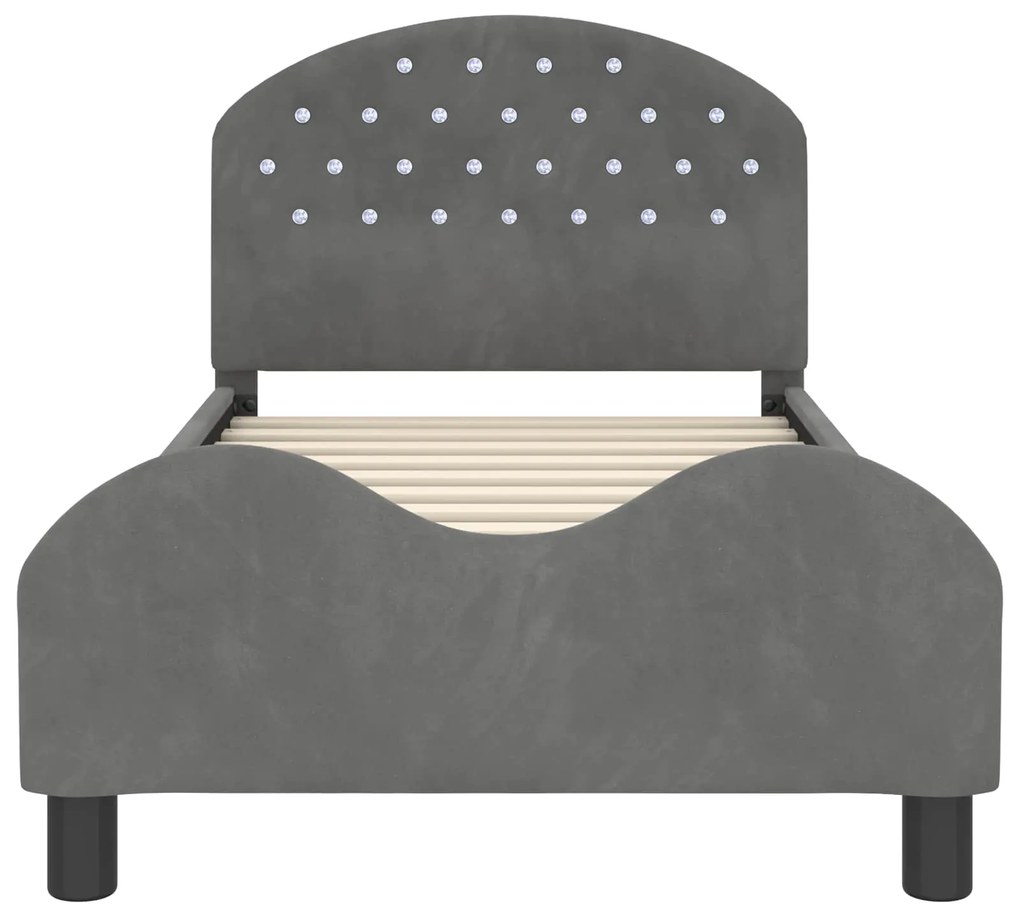 vidaXL Κρεβάτι Παιδικής Κρεβατοκάμαρας με Κεφαλάκι Σκούρο Γκρι Βελούδο