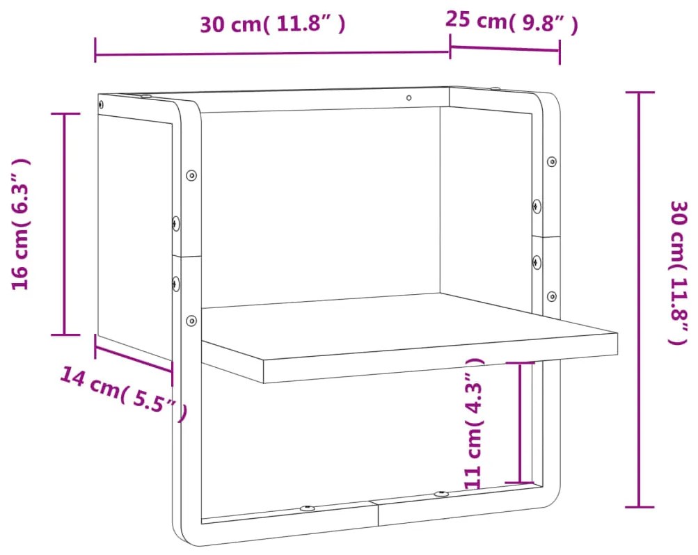 Ράφι Τοίχου με Μπάρα Sonoma Δρυς 30 x 25 x 30 εκ. - Καφέ