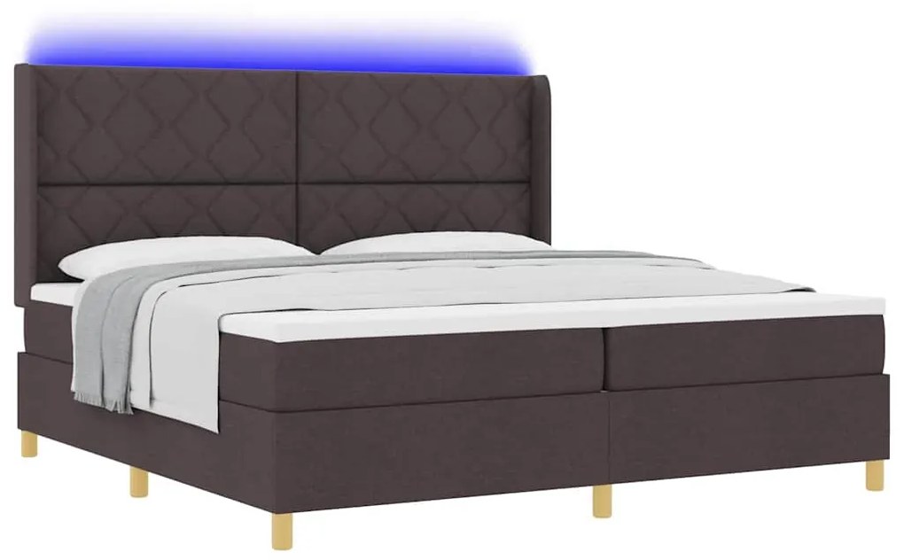vidaXL Κρεβάτι με ελατήρια με στρώμα Καφέ 200 x 200 cm ύφασμα