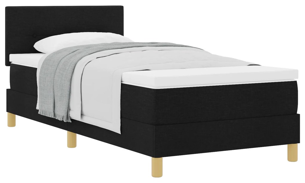 vidaXL Κρεβάτι με Σκελετό με Μαξιλάρι Μαύρο 90x200 cm Ύφασμα