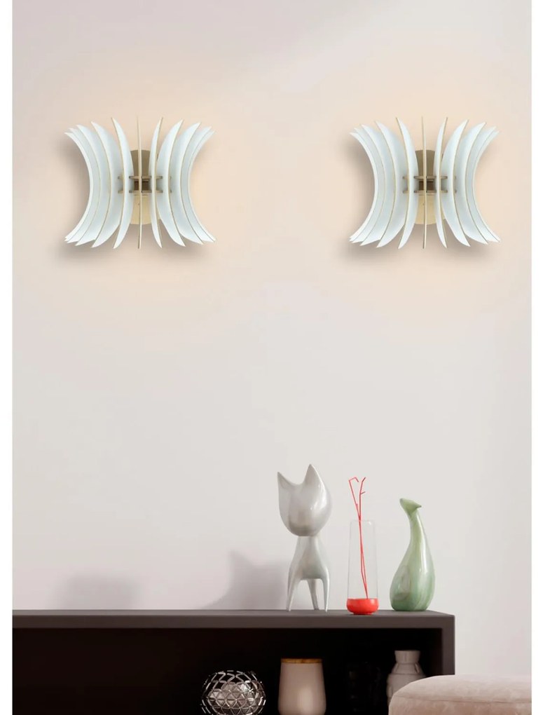 Σετ απλίκες τοίχου C7380.01 2 τμχ Ξύλινες απο MDF Λευκό 28x20x20Υεκ. 28x20x20 εκ.