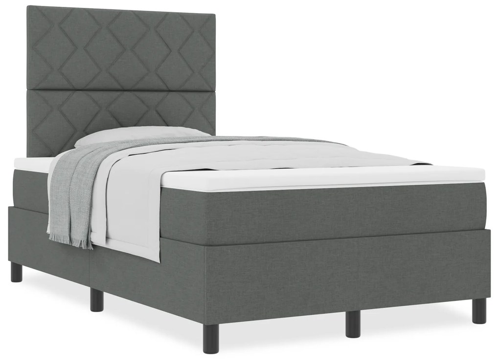 vidaXL Κρεβάτι Box Spring με Στρώμα Σκούρου Γκρι 120x200 εκ Ύφασμα