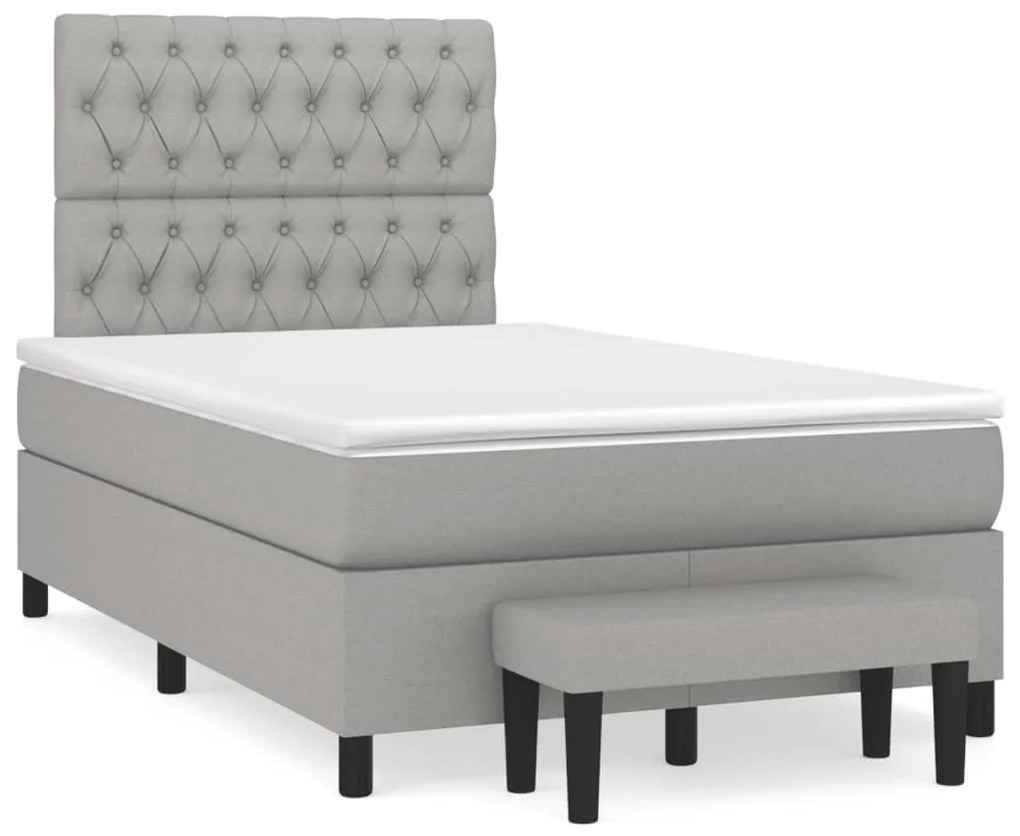 vidaXL Κρεβάτι Boxspring με Στρώμα Ανοιχτό Γκρι 120x190 εκ. Υφασμάτινο