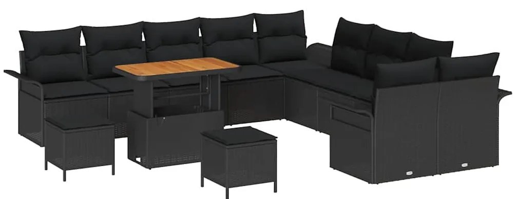 vidaXL Σετ Καναπέ Κήπου 13 pcs Μαύρο συνθετικό ρατάν