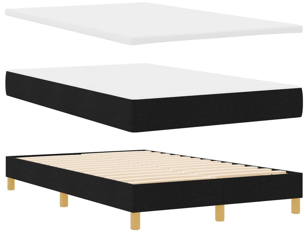 vidaXL Κρεβάτι Box Spring με Στρώμα & LED Μαύρο 120x190 εκ. Υφάσματος