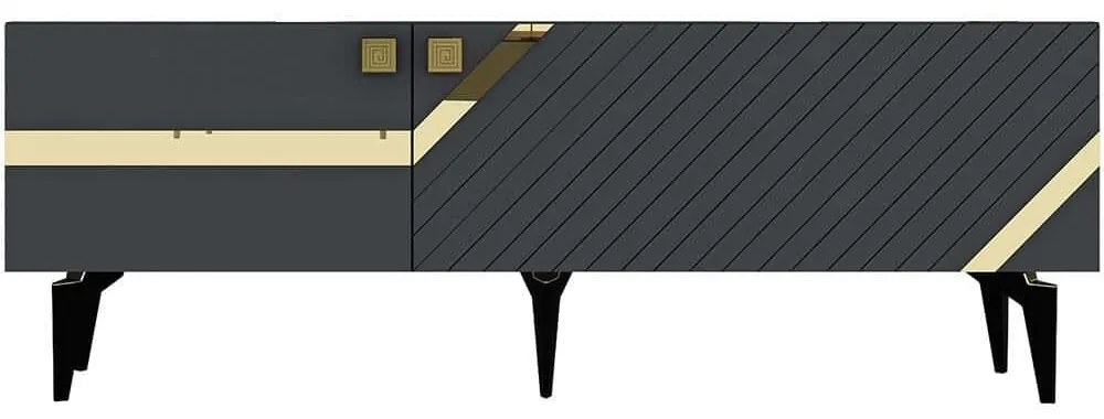 Έπιπλο Τηλεόρασης Iris 475OLV2726 150x30x49cm Anthracite-Gold