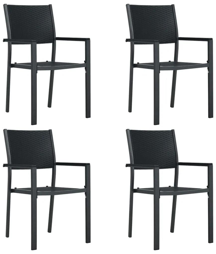 Καρέκλες Κήπου 4 τεμ. Μαύρες με Όψη Ρατάν Πλαστικές - Μαύρο