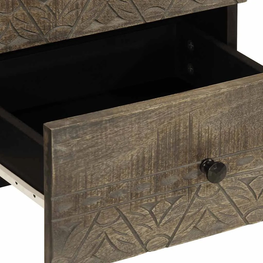 Κομοδίνα 2 τεμάχια ανοιχτό γκρι 40x33x46 cm μασίφ ξύλο Mango - Γκρι
