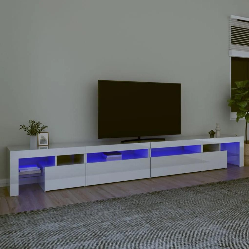 vidaXL Έπιπλο Τηλεόρασης με LED Γυαλιστερό Λευκό 290x36,5x40 εκ.
