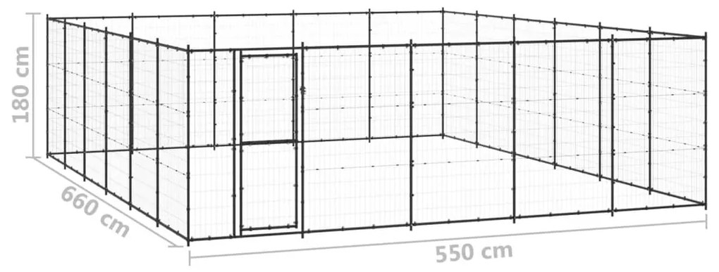 vidaXL Κλουβί Σκύλου Εξωτερικού Χώρου 36,3 μ² από Ατσάλι