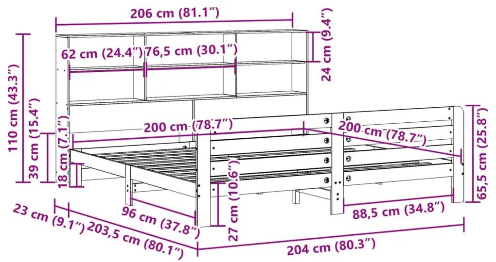 Σκελετός Κρεβ. Χωρίς Στρώμα Καφέ Κεριού 200x200 εκ Μασίφ Πεύκο - Καφέ