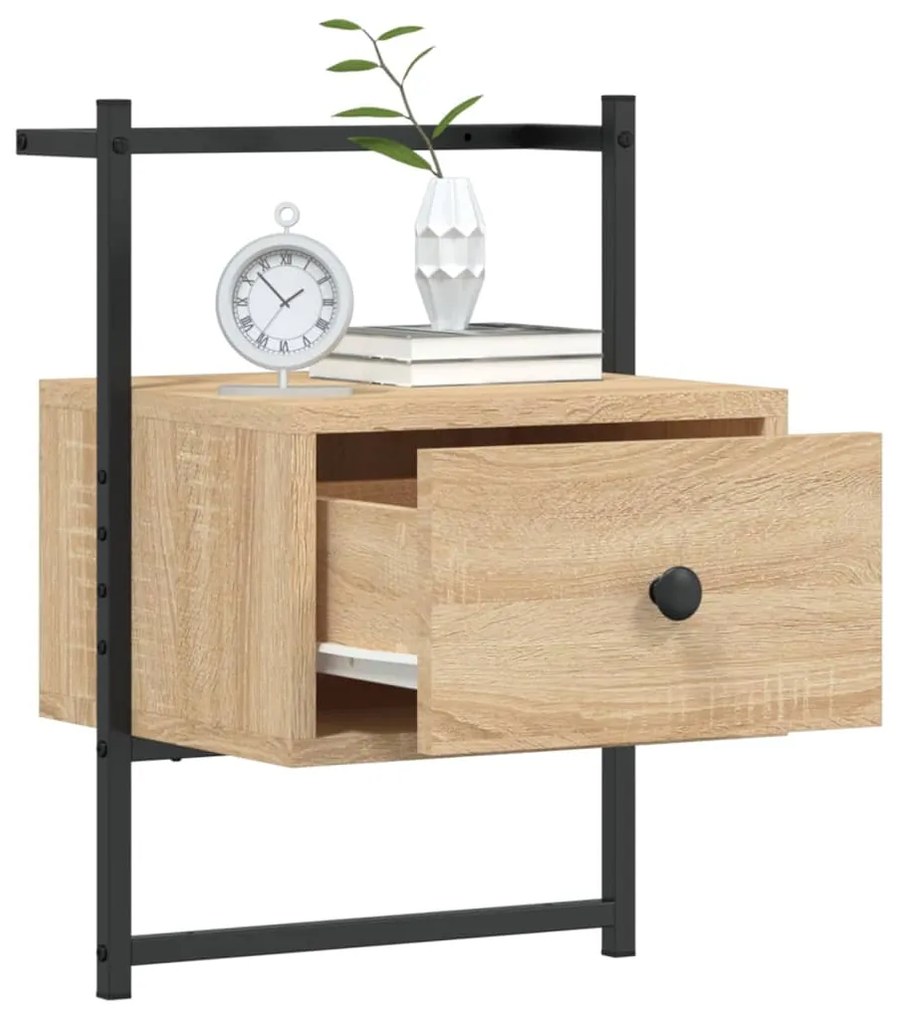 vidaXL Κομοδίνα Επιτοίχια 2 τεμ. Sonoma Δρυς 35x30x51 εκ Επεξεργ. Ξύλο