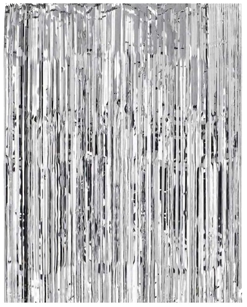 Διακοσμητική Κουρτίνα με Ασημί Κρόσια 100x h200cm 237552