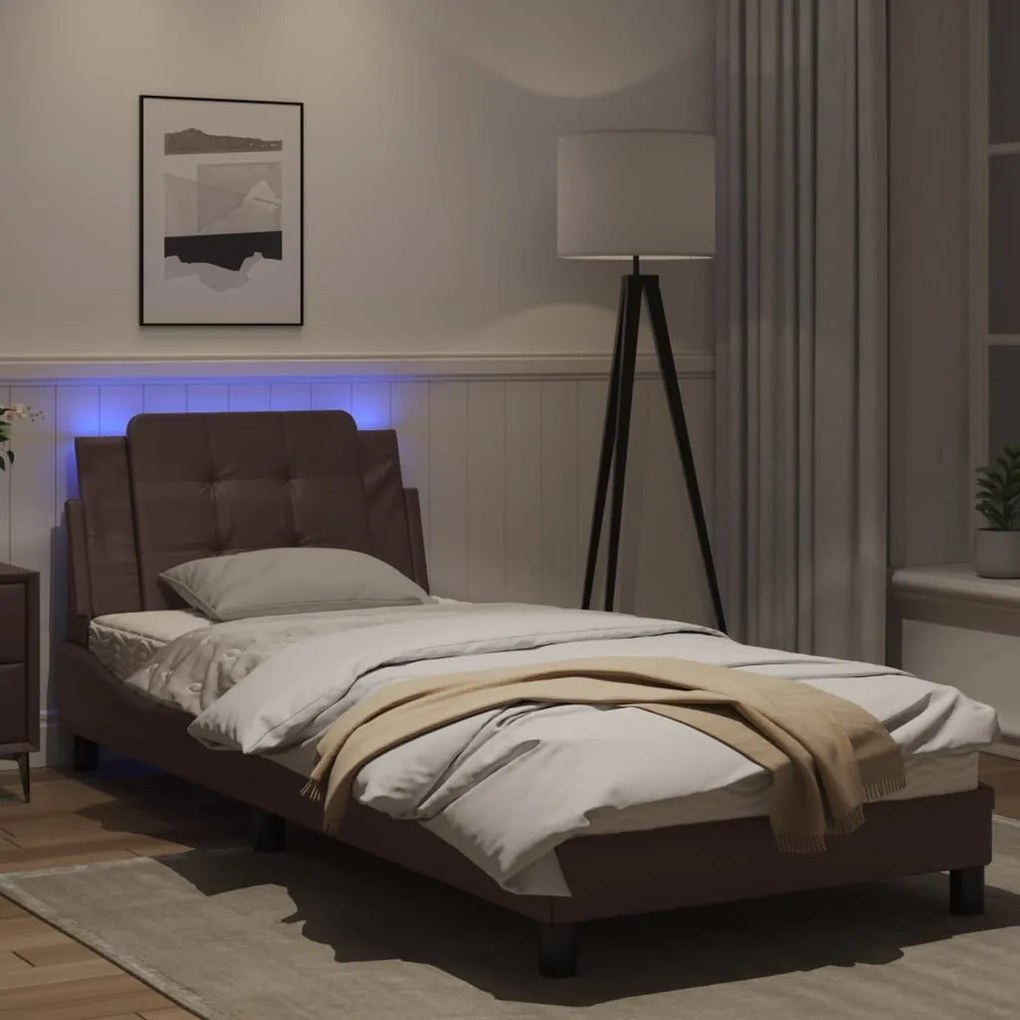 Πλαίσιο Κρεβατιού με LED Καφέ 80x200 εκ. Συνθετικό Δέρμα - Καφέ