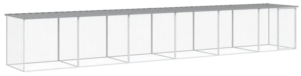 vidaXL Κοτέτσι - Κλουβί με Στέγη Αν. Γκρι 603x98x90 εκ. Γαλβαν. Ατσάλι