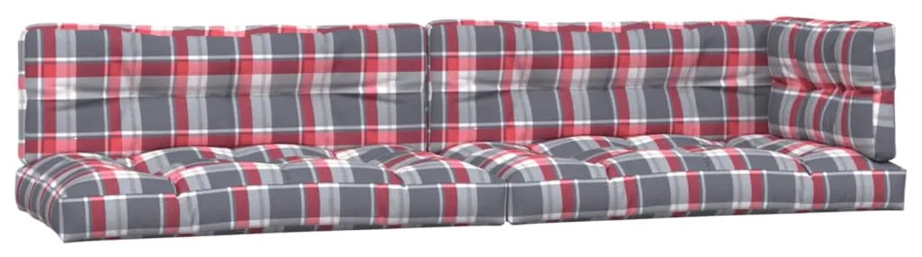 vidaXL Μαξιλάρια Παλέτας 5 τεμ. Γκρι Καρό Υφασμάτινα