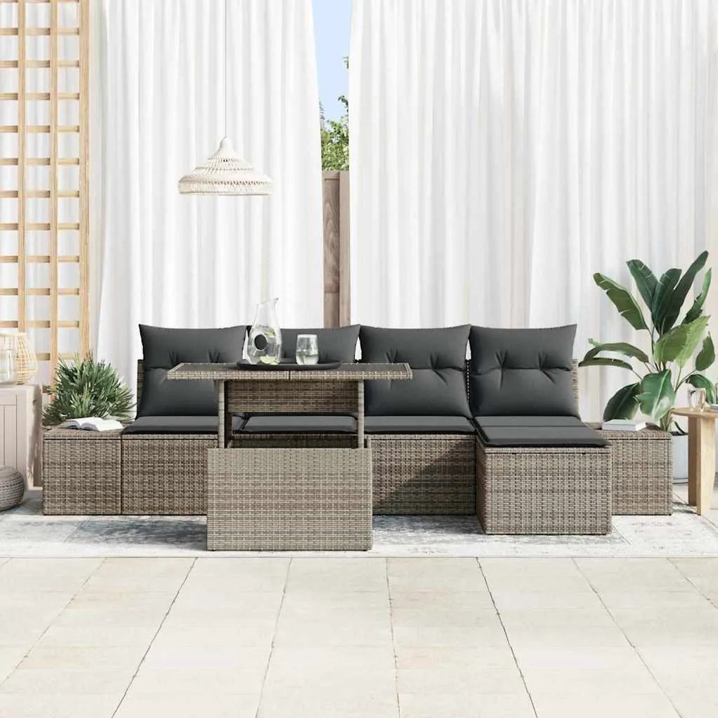 vidaXL Σετ Καναπέ Κήπου με μαξιλάρι 6 pcs Γκρι