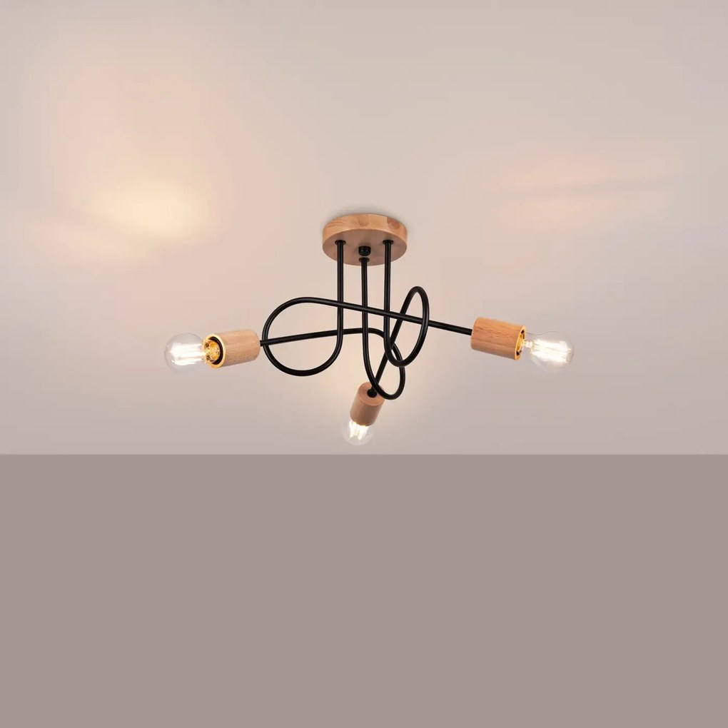 Φωτιστικό οροφής EMBER 3 /χάλυβας/ξύλο/3xmax 15W LED