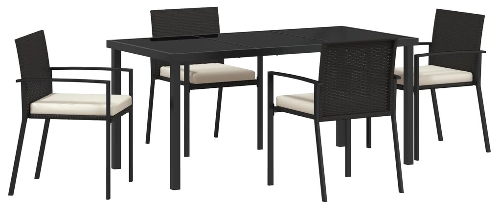 vidaXL 5 τεμαχίων σετ καρέκλας κήπου μαύρο πολυ ρατάν