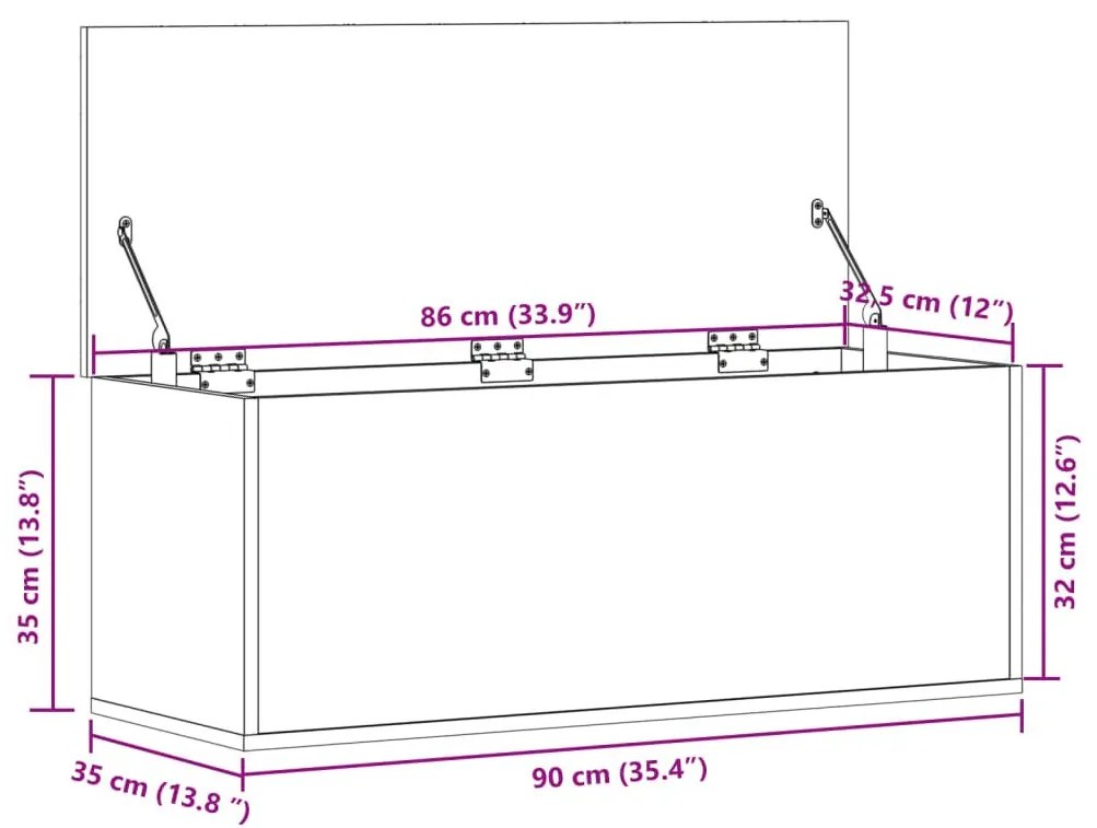 Κουτί Αποθήκευσης Μαύρο 90x35x35 εκ. Επεξεργασμένο Ξύλο - Μαύρο