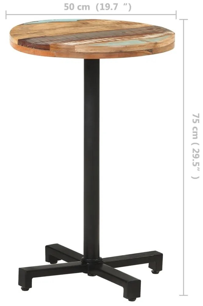 Τραπέζι Bistro Στρογγυλό Ø50x75 εκ. από Μασίφ Ανακυκλωμένο Ξύλο - Καφέ