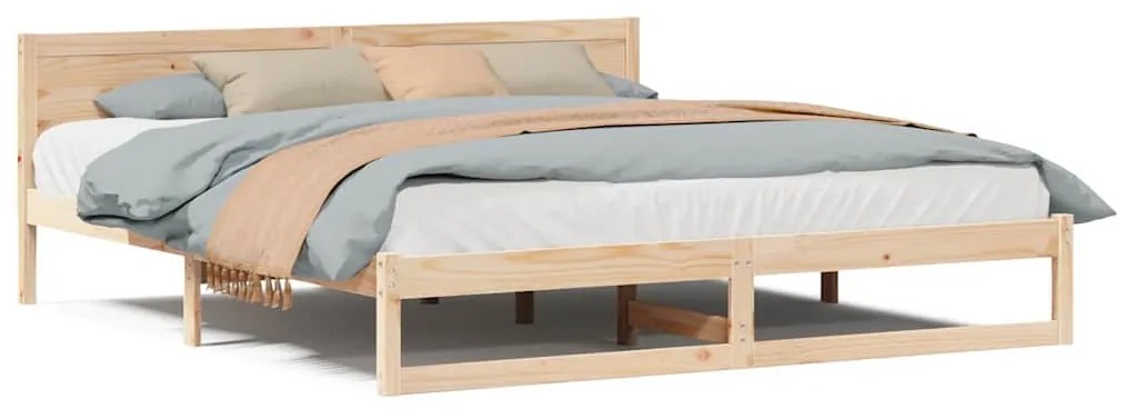 vidaXL Σκελετός Κρεβατιού Καφέ 200 x 200 cm Μασίφ ξύλο πεύκου