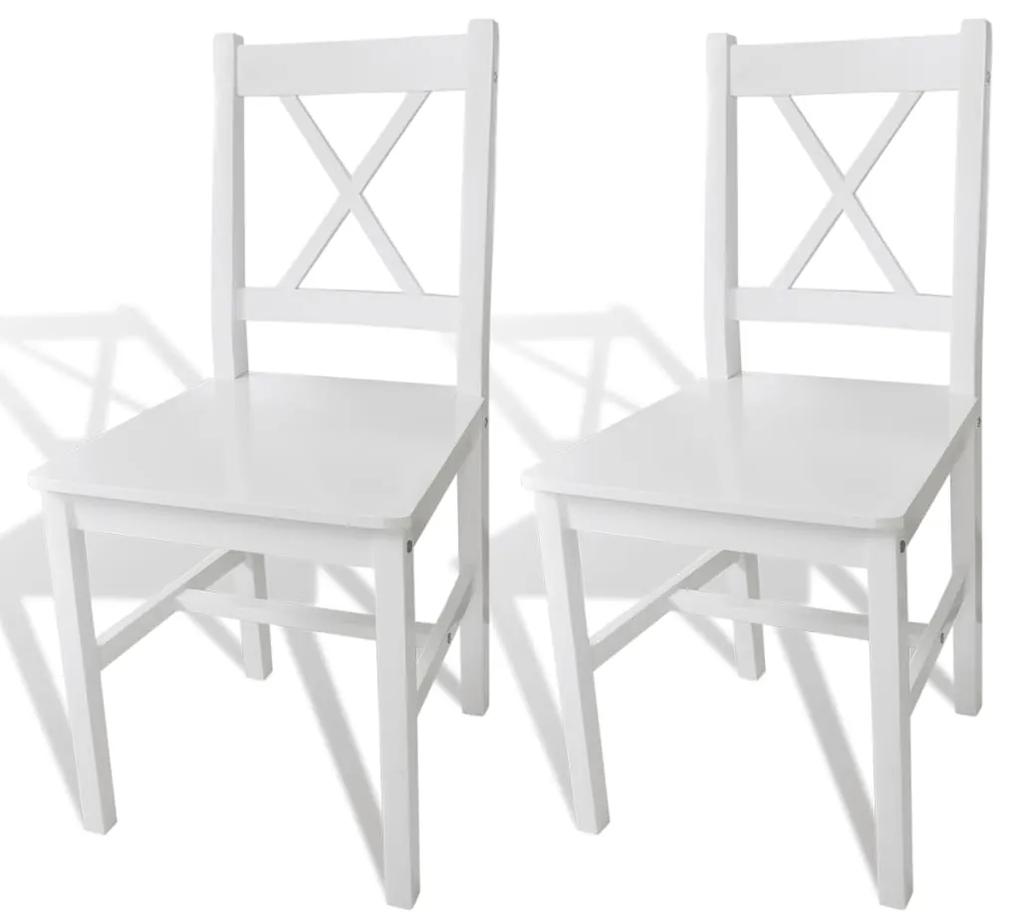 Καρέκλες Τραπεζαρίας 2 τεμ. Λευκές από Ξύλο Πεύκου