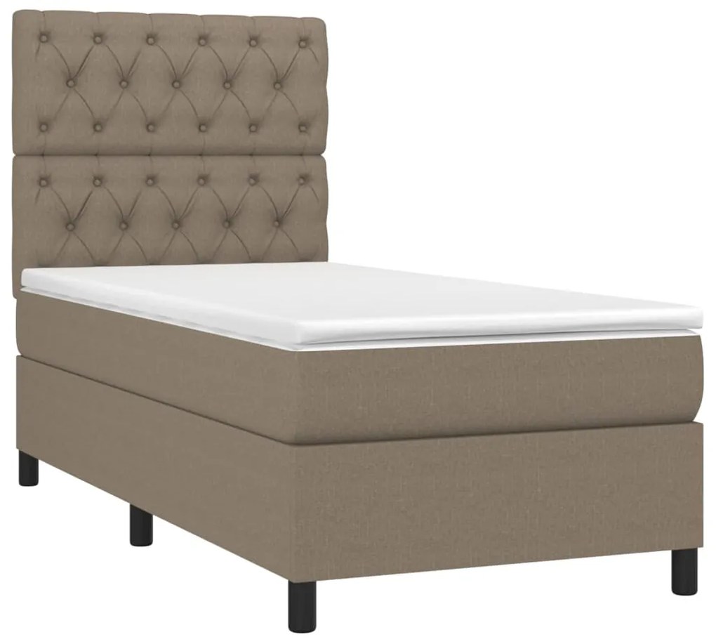 vidaXL Κρεβάτι Boxspring με Στρώμα & LED Taupe 80x200 εκ. Υφασμάτινο