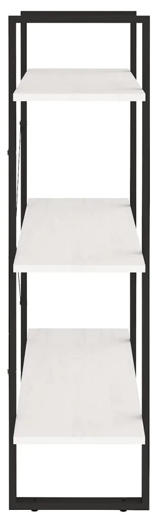 vidaXL Βιβλιοθήκη με 3 Ράφια Λευκή 80x30x105 εκ. από Μασίφ Ξύλο Πεύκου