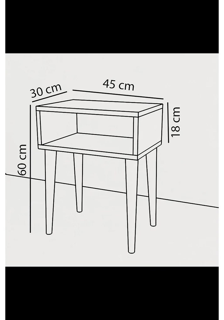 Κομοδίνο GANIRU Λευκό Μοριοσανίδα/Ξύλο 45x30x60cm - 14870125 - 14870125