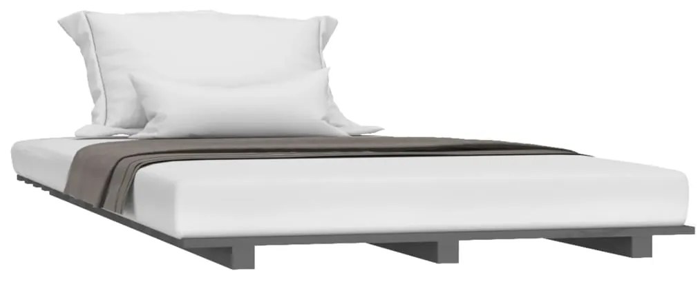 vidaXL Πλαίσιο Κρεβατιού Γκρι 90 x 200 εκ. από Μασίφ Ξύλο Πεύκου