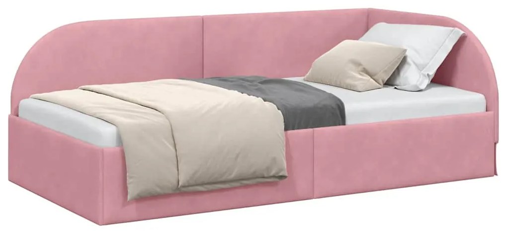 vidaXL Κρεβάτι Γωνίας με κεφαλάρι Ροζ 90 x 200 cm Βελούδο