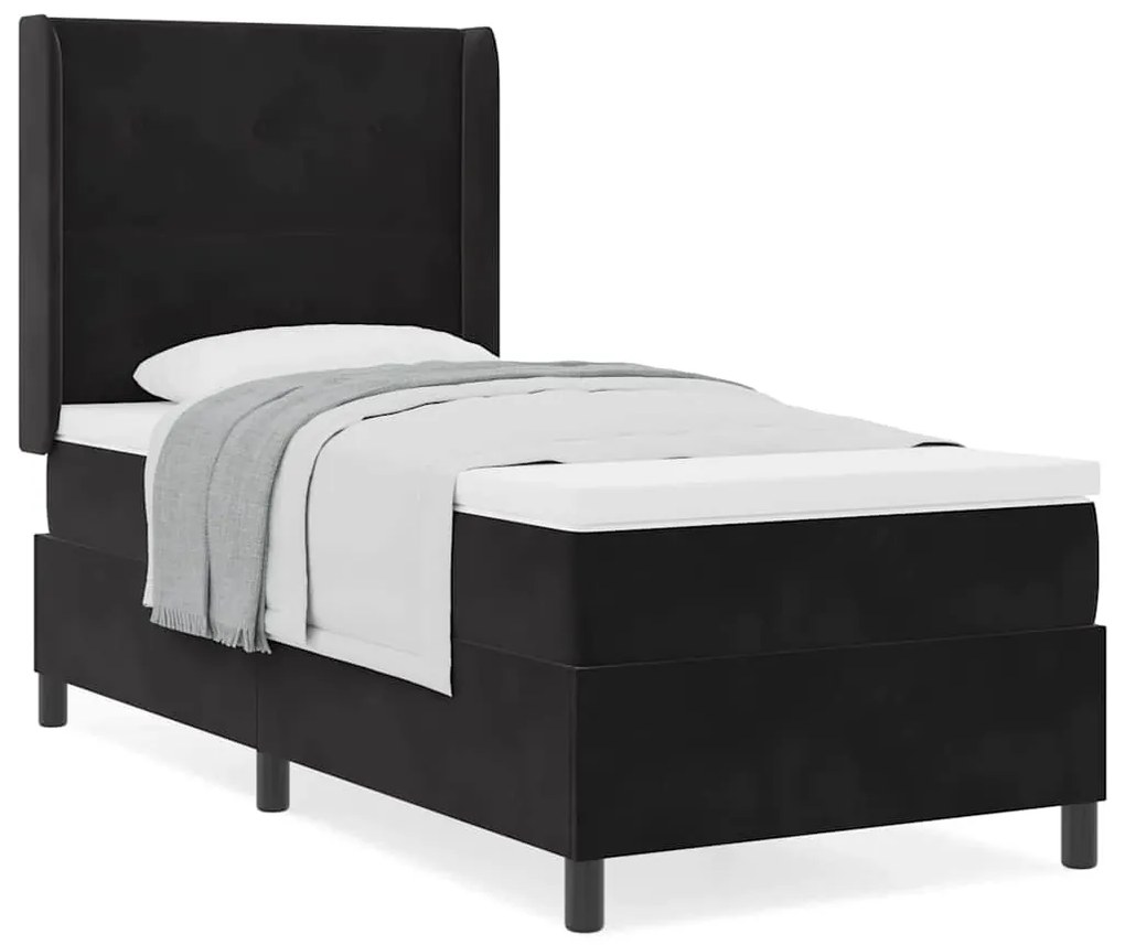 vidaXL Κρεβάτι με ελατήρια με κεφαλάρι Μαύρο 80 x 200 cm Βελούδο