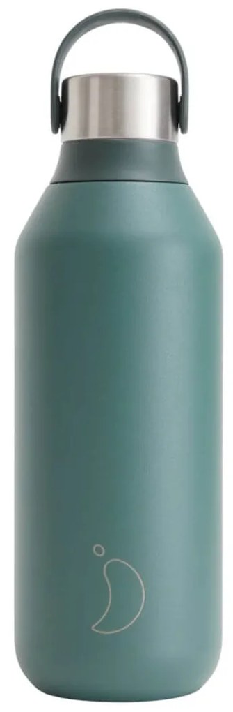 Μπουκάλι Θερμός Series 2 Chilly's με χωρητικότητα 500ml και διατήρηση θερμοκρασίας 12h ζεστό / 24h κρύο - Pine Green